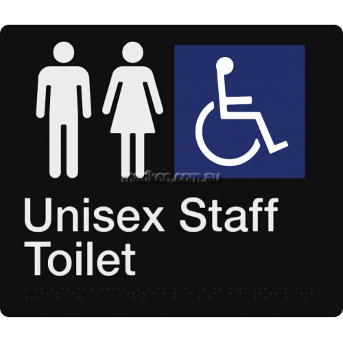 View Unisex Accessible Staff Toilet Amenity Sign Braille details.