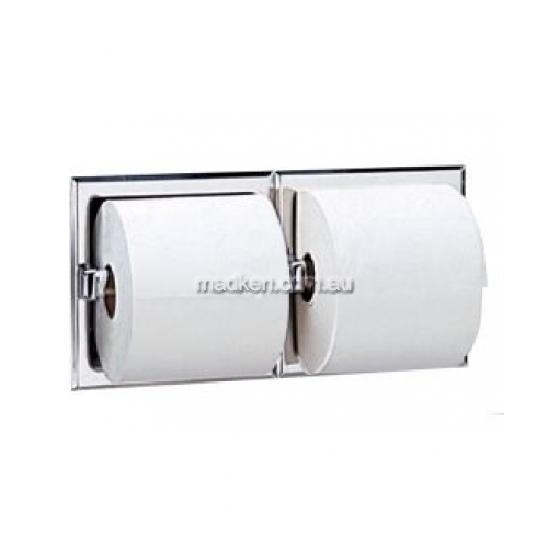 View B697 Double Toilet Roll Holder Recessed No Hoods details.