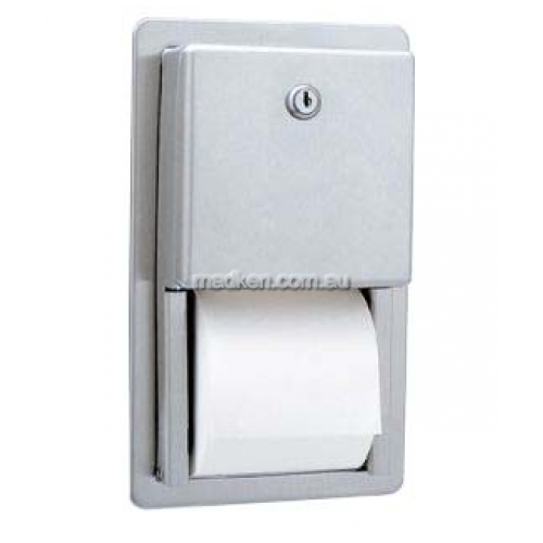 View B3888 Double Toilet Roll Dispenser Recessed details.