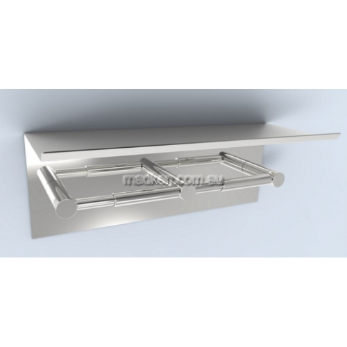 View R023 Double Toilet Roll Holder with Shelf details.