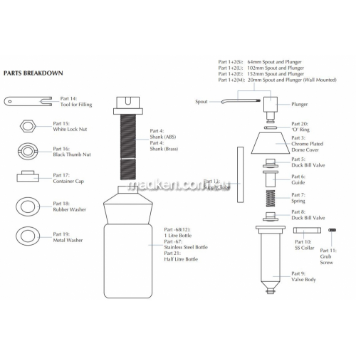 Replacement Parts for 632 Soap Dispensers