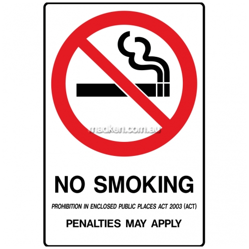 Brady B862921 Prohibition ACT No Smoking Sign