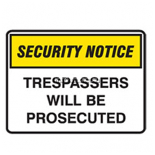 View Brady B841725 Security Notice sign Trespassers Will Be Prosecuted details.