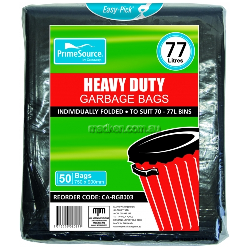 View Easy-Pick Garbage Bags Heavy Duty Black 70-77L details.