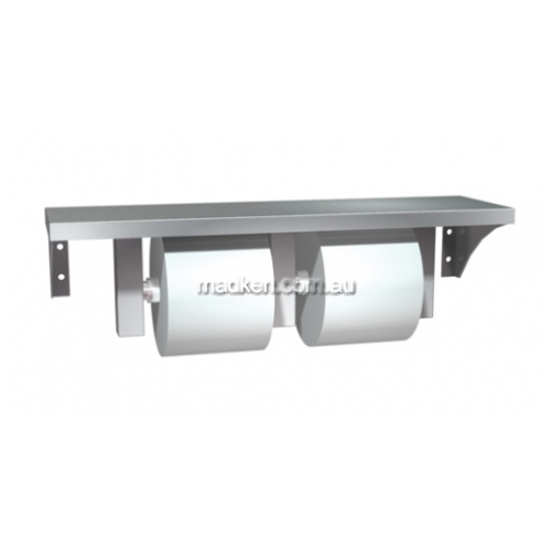 View 0697-GAL Double Toilet Roll Holder with Shelf details.