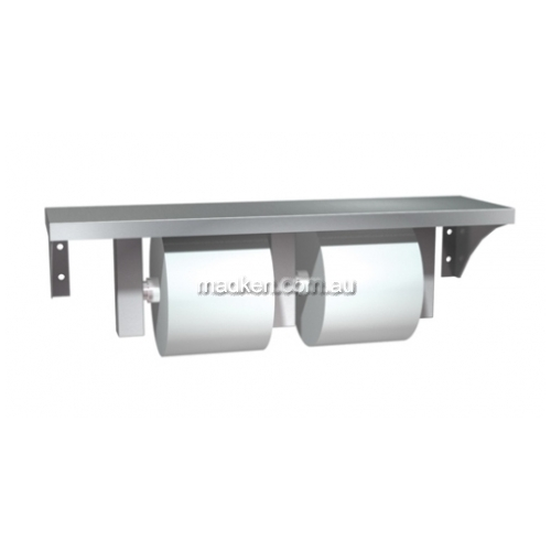 View 10-0697-GAL Double Toilet Roll Holder with Shelf details.