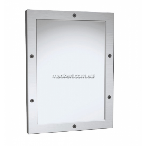 View 10-105-14 Steel Mirror with Frame Vandal Resistant Front Mounting details.