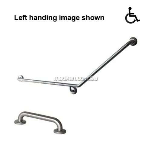 View GTP-8 Toilet Grab Rail Set 40 Degree 840 x 700mm plus 300mm Straight details.