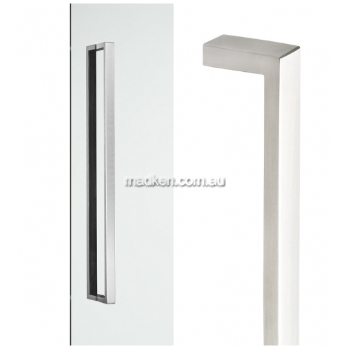 View B2512 Entry Door Handle Pair Straight Square details.