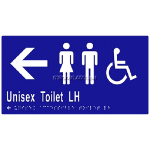 View ML16232 Braille Sign Unisex Accessible Toilets LH and Arrow details.