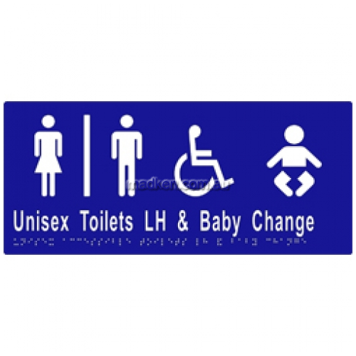 View ML16283 Braille Sign Unisex Accessible Toilets Divided LH and Baby Change details.