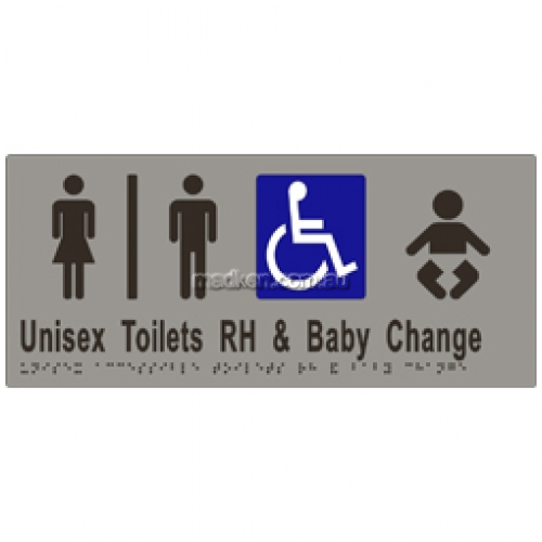 View ML16284 Braille Sign Unisex Accessible Toilets Divided RH and Baby Change details.