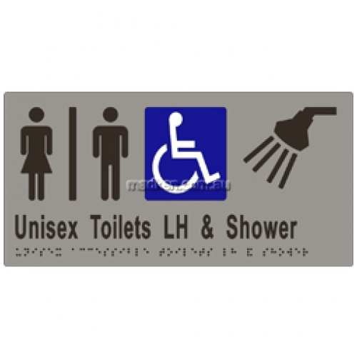 ML16295 Braille Sign Unisex Accessible Toilets Divided LH and Shower