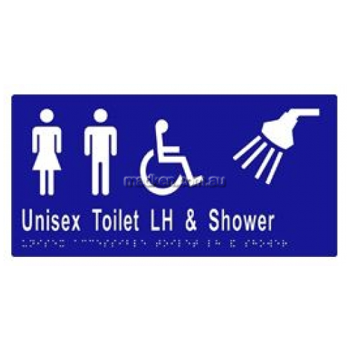 View ML16297 Braille Sign Unisex Accessible Toilet and Shower Sign Left Hand details.