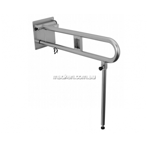 View RBA4007 Drop Down Grab Rail with Nurse Call Plate and Leg details.