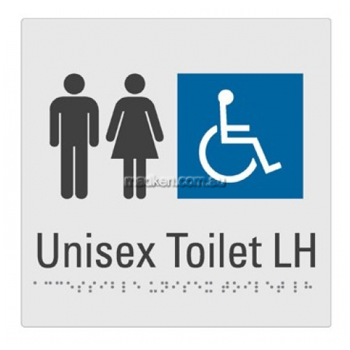 View Braille Sign RBA4330 Unisex Disabled Toilet Sign LH details.