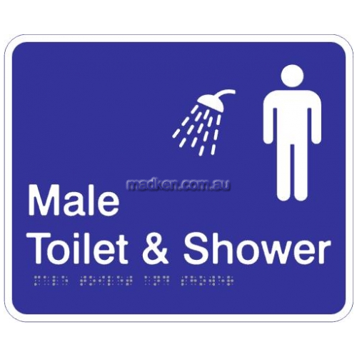 Male Toilet and Shower Acrylic Braille Sign - LAST STOCK