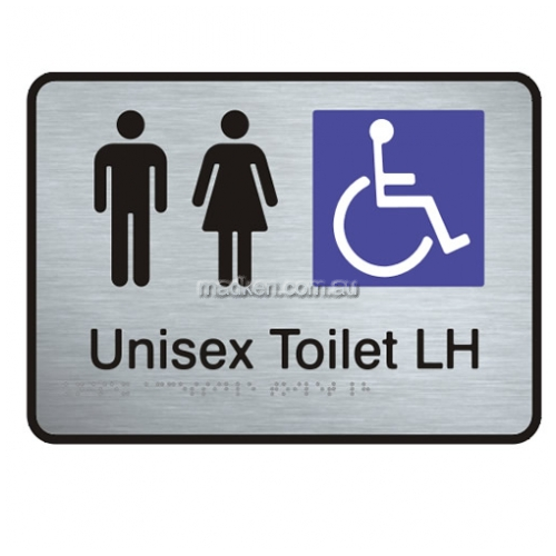 View VISS-UAT Unisex Accessible Toilet Left Hand Sign with Braille - LAST STOCK details.